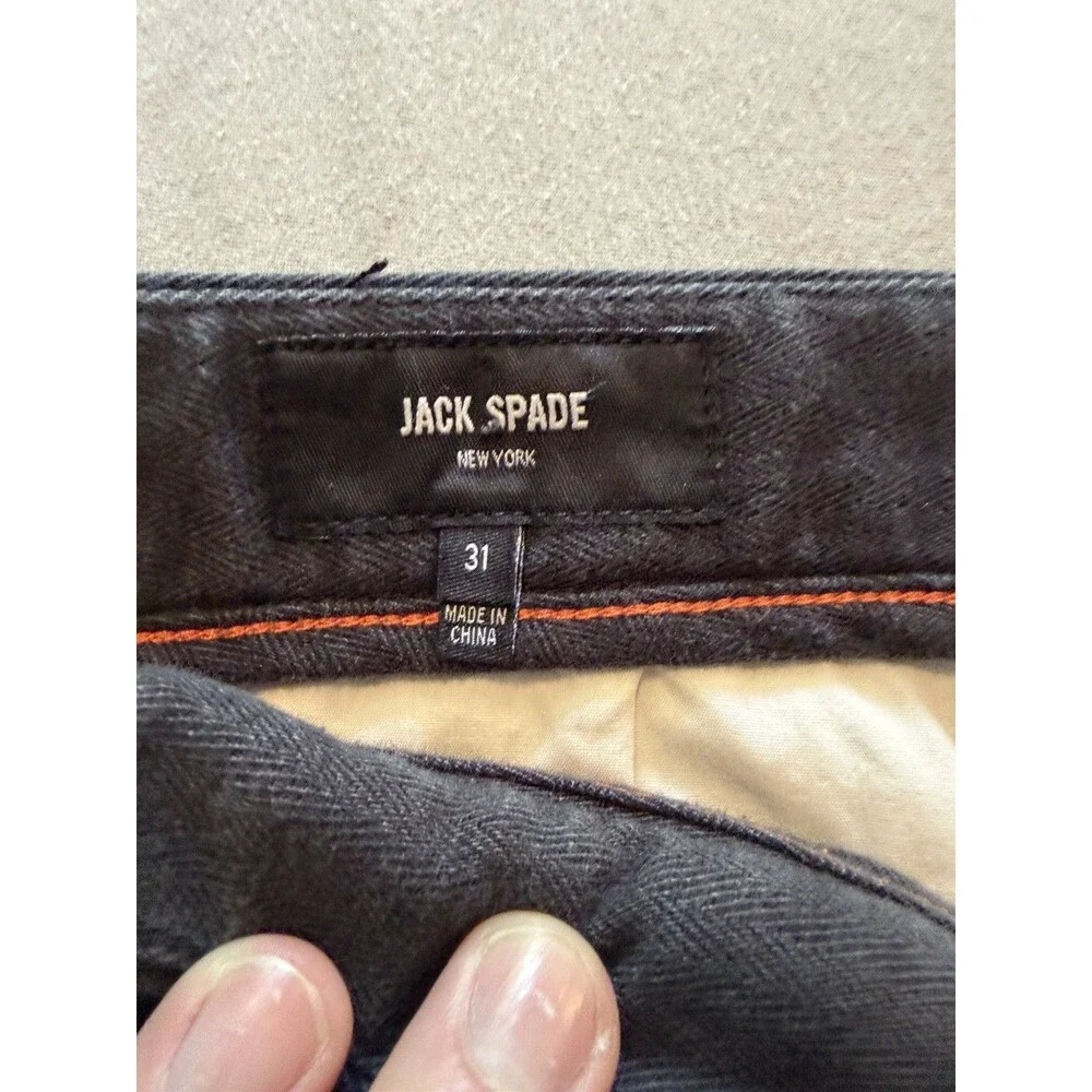 Jack Spade Mens 31 Charcoal Gray Herringbone Side Stripe Cotton Dress Pants